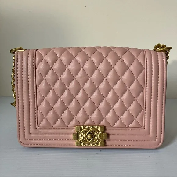 Chanel Small Gold Enchained Quilted Boy Flap Bag in Pink - Picture 4 of 15